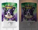 NEW Border Collie King of Mardi Gras Ceramic Night Light Compact, UL-Certified, Ideal for Bedroom, Bathroom, Nursery, Hallway, Kitchen, 6x4x3