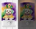 NEW Maltipoo King of Mardi Gras Ceramic Night Light Compact, UL-Certified, Ideal for Bedroom, Bathroom, Nursery, Hallway, Kitchen, 6x4x3, Multicolor