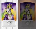 NEW Greyhound King of Mardi Gras Ceramic Night Light Compact, UL-Certified, Ideal for Bedroom, Bathroom, Nursery, Hallway, Kitchen, 6x4x3, Multicolor