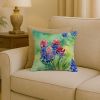Texas Bluebonnets in Watercolor Throw Pillow Machine Washable, Indoor Outdoor Decorative Pillow for Couch, Bed or Patio, 18Hx18W