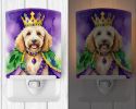 NEW Goldendoodle King of Mardi Gras Ceramic Night Light Compact, UL-Certified, Ideal for Bedroom, Bathroom, Nursery, Hallway, Kitchen, 6x4x3