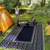 Reversible Outdoor Rug, Waterproof Plastic Straw with Carry Bag, 9' x 18', Blue & White Gourd Border