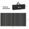 Reversible Outdoor Rug, Waterproof Plastic Straw with Carry Bag, 9' x 18', Black & Gray Geometric Wall