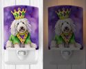 NEW Komondor King of Mardi Gras Ceramic Night Light Compact, UL-Certified, Ideal for Bedroom, Bathroom, Nursery, Hallway, Kitchen, 6x4x3, Multicolor