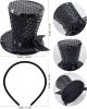 Halloween Mini Top Hat, Black Sequin Tea Party Hat Decoration