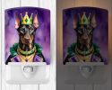 NEW Doberman Pinscher King of Mardi Gras Ceramic Night Light Compact, UL-Certified, Ideal for Bedroom, Bathroom, Nursery, Hallway, Kitchen, 6x4x3
