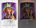 NEW Vizsla King of Mardi Gras Ceramic Night Light Compact, UL-Certified, Ideal for Bedroom, Bathroom, Nursery, Hallway, Kitchen, 6x4x3, Multicolor