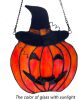 Carved Pumpkin with Witch Hat Tiffany Style Stained Glass Window Panel for Home Decor