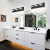 Matte Black Vanity Light Fixtures 3 Lights Up and Down LED Modern Bathroom Vanity Lights Over Mirror Acrylic Black Bath Wall Lighting