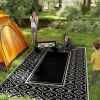 Reversible Outdoor Rug, Waterproof Plastic Straw with Carry Bag, 9' x 18', Black & White Gourd Border