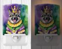 NEW Norwegian Elkhound King of Mardi Gras Ceramic Night Light Compact, UL-Certified, Ideal for Bedroom, Bathroom, Nursery, Hallway, Kitchen, 6x4x3