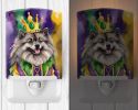NEW Keeshond King of Mardi Gras Ceramic Night Light Compact, UL-Certified, Ideal for Bedroom, Bathroom, Nursery, Hallway, Kitchen, 6x4x3, Multicolor
