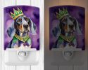 NEW Bluetick Coonhound King of Mardi Gras Ceramic Night Light Compact, UL-Certified, Ideal for Bedroom, Bathroom, Nursery, Hallway, Kitchen, 6x4x3