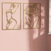 4 Pack Gold Wall Art Decor, Minimalist Single Line Real Metal Wall Art, Woman's Body Shape Abstract Wall Art (Gold Classic Style, 17 x 11.8'')