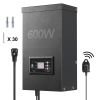 600W Landscape Transformer, Timer & Photocell Sensor Equipped, Weatherproof Outdoor Lighting Converter, 120V AC to 12V/14V AC, Ideal for Exterior