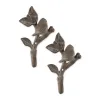 Decorative Bird Wall Hook Set With Leaves - Set Of 2