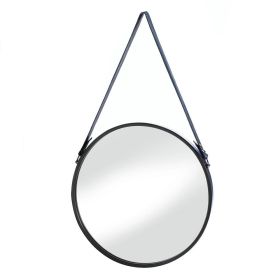 Modern Hanging Mirror With Faux Leather Strap - Stylish Wall Decor For Home Or Office