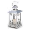 Elegant Silver Scrollwork Candle Lantern - Decorative Metal Lantern For Home And Garden Decor