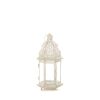 Rustic Small White Lantern With Distressed Finish