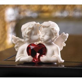 Cherub Angel Red Crystal Heart Figurine - Two In Love - Best Decor For Home Or Gifts