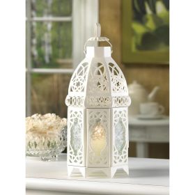 Elegant White Lattice Lantern For Indoor And Outdoor Decor