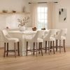 Cutout Back Counter Height Bar Stools Set of 2, Mid Century Chenille Upholstered Kitchen Island Stools with Solid Rubberwood Legs