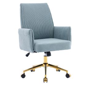 Mid-back liftable office chair, striped fabric, and ergonomically designed, is an excellent choice for working, studying or relaxing. The mid-back des (Option: OfficeChairBlue)