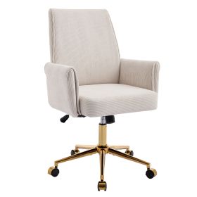 Mid-back liftable office chair, striped fabric, and ergonomically designed, is an excellent choice for working, studying or relaxing. The mid-back des (Option: OfficeChairCream)