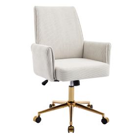 Mid-back liftable office chair, striped fabric, and ergonomically designed, is an excellent choice for working, studying or relaxing. The mid-back des (Option: OfficeChairWhite)