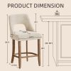 Cutout Back Counter Height Bar Stools Set of 2, Mid Century Chenille Upholstered Kitchen Island Stools with Solid Rubberwood Legs