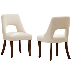 Chenille Dining Chairs Set of 2, Upholstered Side Chairs with Curved Solid Rubberwood Legs for Dining Room Kitchen (Option: DiningChair2Pcs)