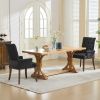 Upholstered Chenille Fabric Tufted Arm Dining Chair, Curved Solid Rubberwood Legs, Elegant Nailhead Trim Accent Chair for Dining Room Living Room & Of