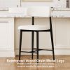 Set of 2 Modern Counter Height Bar Stools, Upholstered Linen Counter Stools with Curved Backrest Metal Legs for Kitchen Island