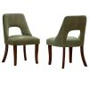 Cutout Back Counter Height Bar Stools Set of 2, Mid Century Chenille Upholstered Kitchen Island Stools with Solid Rubberwood Legs