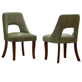 Cutout Back Counter Height Bar Stools Set of 2, Mid Century Chenille Upholstered Kitchen Island Stools with Solid Rubberwood Legs (Option: DiningChair2Pcs)