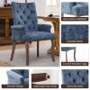 Upholstered Chenille Fabric Tufted Arm Dining Chair, Curved Solid Rubberwood Legs, Elegant Nailhead Trim Accent Chair for Dining Room Living Room & Of