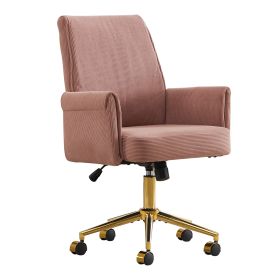 Mid-back liftable office chair, striped fabric, and ergonomically designed, is an excellent choice for working, studying or relaxing. The mid-back des (Option: OfficeChairLightPink)