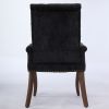 Upholstered Chenille Fabric Tufted Arm Dining Chair, Curved Solid Rubberwood Legs, Elegant Nailhead Trim Accent Chair for Dining Room Living Room & Of