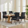 Upholstered Chenille Fabric Tufted Arm Dining Chair, Curved Solid Rubberwood Legs, Elegant Nailhead Trim Accent Chair for Dining Room Living Room & Of