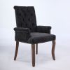 Upholstered Chenille Fabric Tufted Arm Dining Chair, Curved Solid Rubberwood Legs, Elegant Nailhead Trim Accent Chair for Dining Room Living Room & Of
