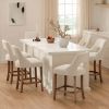 Cutout Back Counter Height Bar Stools Set of 2, Mid Century Chenille Upholstered Kitchen Island Stools with Solid Rubberwood Legs