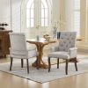 Upholstered Chenille Fabric Tufted Arm Dining Chair, Curved Solid Rubberwood Legs, Elegant Nailhead Trim Accent Chair for Dining Room Living Room & Of