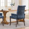 Upholstered Chenille Fabric Tufted Arm Dining Chair, Curved Solid Rubberwood Legs, Elegant Nailhead Trim Accent Chair for Dining Room Living Room & Of