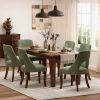 Cutout Back Counter Height Bar Stools Set of 2, Mid Century Chenille Upholstered Kitchen Island Stools with Solid Rubberwood Legs