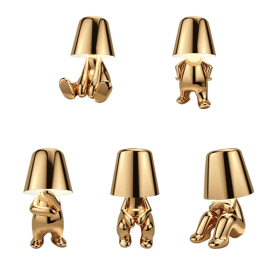 Creative lights for gift; Thinker Lamp Collection; Bedside Touch Control Table Lamp Cordless Led Nightstand Desk Lamp Creative Golden Man with Di (Style: Collection)