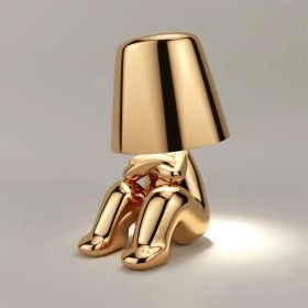 Creative lights for gift; Thinker Lamp Collection; Bedside Touch Control Table Lamp Cordless Led Nightstand Desk Lamp Creative Golden Man with Di (Style: Mr B)