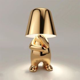 Creative lights for gift; Thinker Lamp Collection; Bedside Touch Control Table Lamp Cordless Led Nightstand Desk Lamp Creative Golden Man with Di (Style: Mr A)