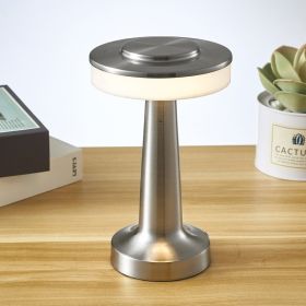 Dumbbell rechargeable table lamp  outdoor small night light creative dining table hotel bar table lamp decorative table lamp (Color: Silver)