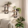 Floating Shelves, 15 Inch Wall Shelf Set of 2, Wall Mounted Storage Shelves 2-Tier, Hanging Bathroom Shelves, for Living Room, Bedroom, Bathroom