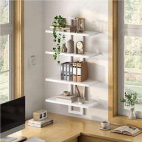 Floating Shelves, 15 Inch Wall Shelf Set of 2, Wall Mounted Storage Shelves 2-Tier, Hanging Bathroom Shelves, for Living Room, Bedroom, Bathroom (Shape: RectangularRectangular)